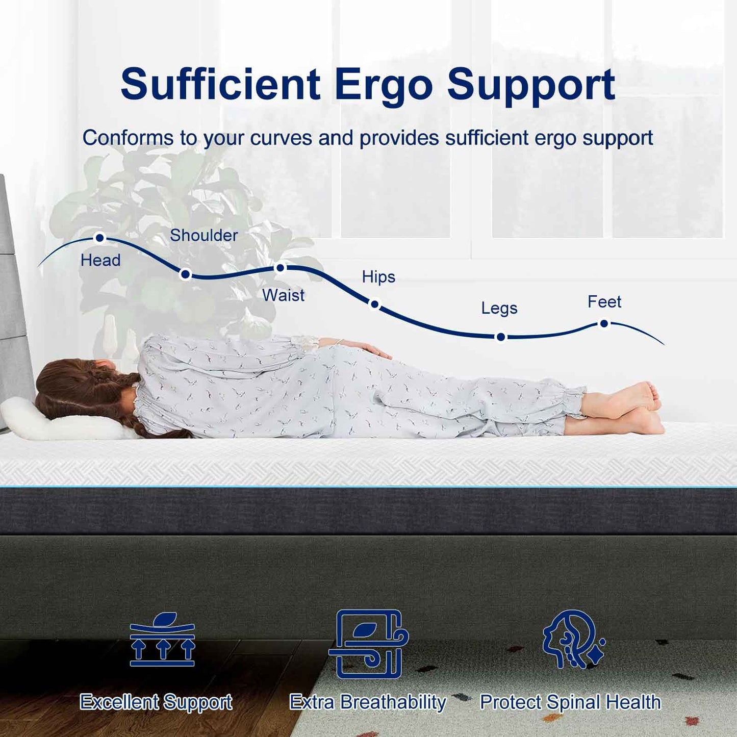 8″ Memory Foam Orthopedic Mattress in a Box – Pressure Relief & Support