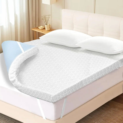 Medium Firm Memory Foam Mattress Topper with Cooling Top Layer Gentle on Skin